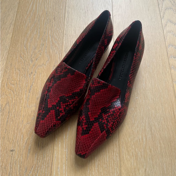 REAL Red & Black Snake Skin Leather Loafers - Picture 2 of 4